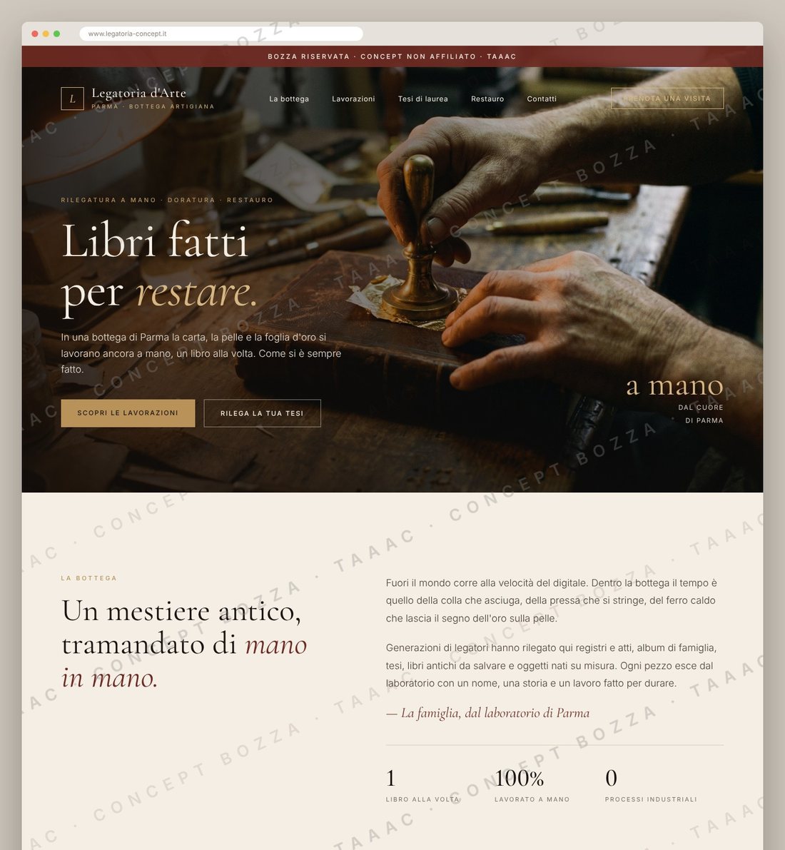 Esempio di sito: bozza per una legatoria